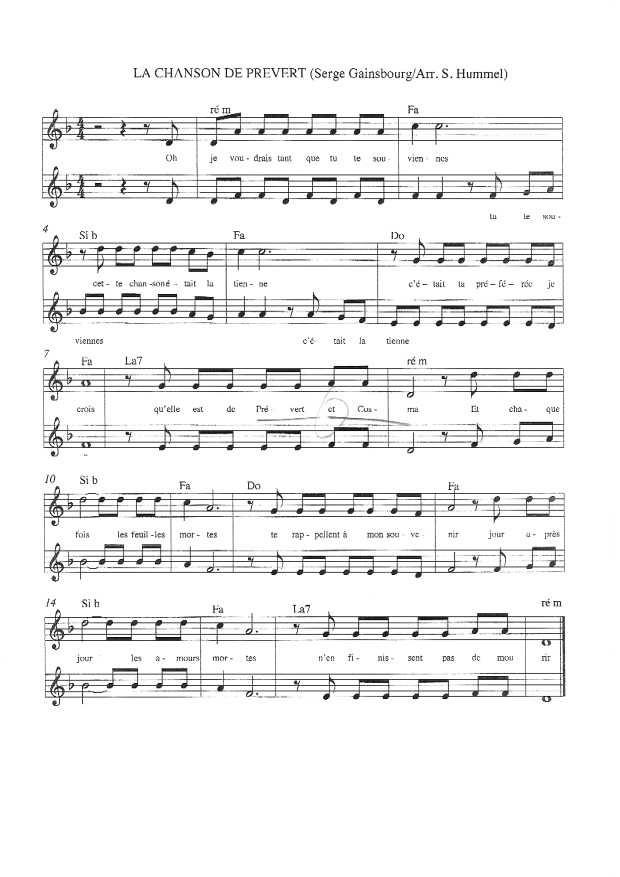 La chanson de Prévert La chanson de Prévert