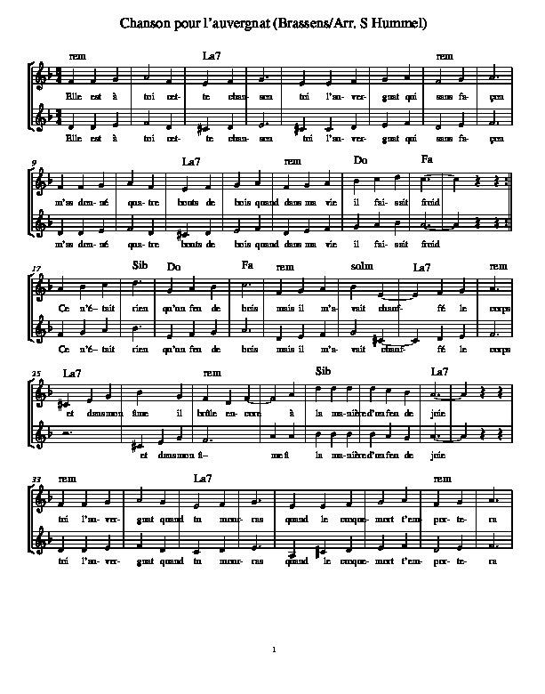 Chanson pour l'Auvergnat Chanson pour l'Auvergnat